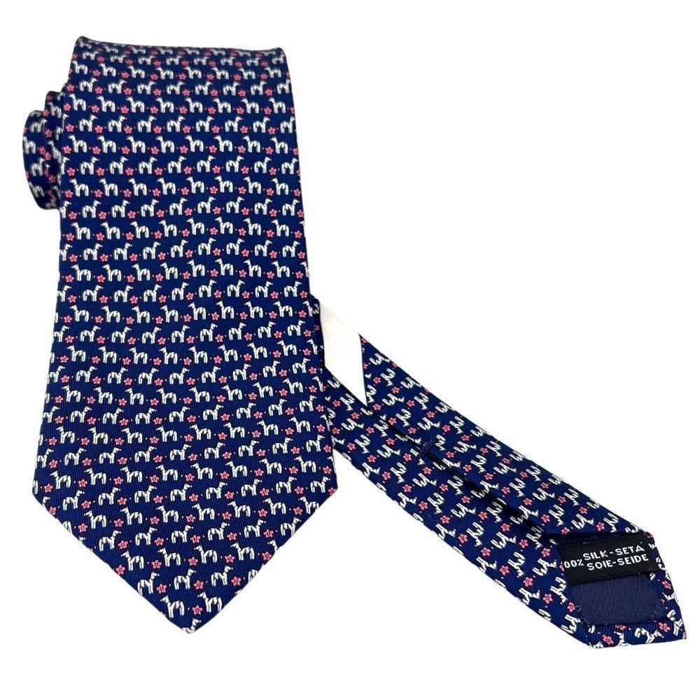 Salvatore Ferragamo Whimsical Zebra Flower Print Silk Tie